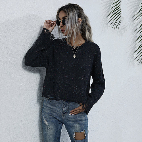 Damen lässiges Sweatshirt mit funkelnden Akzenten und modischem Schnitt R&B
