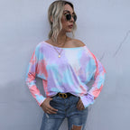 Damen lässiges Oversized Oberteil mit asymmetrischem Ausschnitt und trendigem Farbverlauf