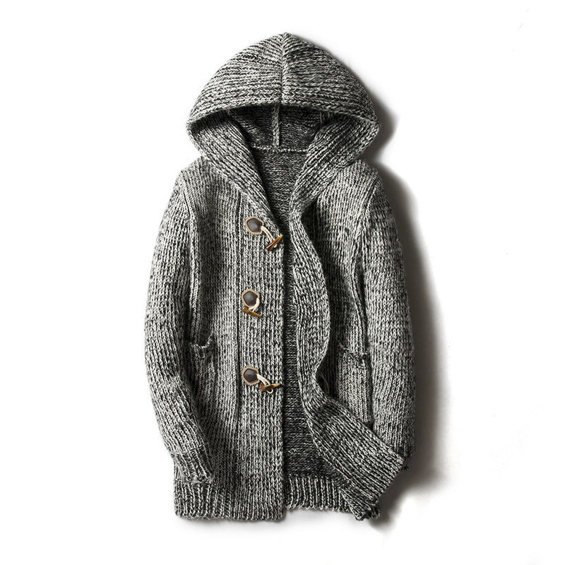Damen Strickjacke mit Kapuze und großen Taschen R&B