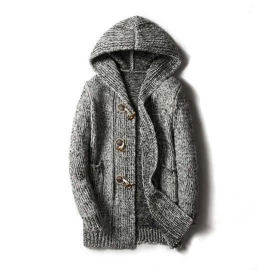 Damen Strickjacke mit Kapuze und großen Taschen R&B
