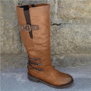 Damen Overknee Stiefel mit modischem Riemendesign und komfortablem Blockabsatz R&B