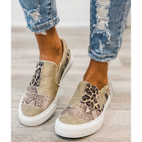 Damen modische Slip-On Sneakers mit unterschiedlichen Tiermustern R&B