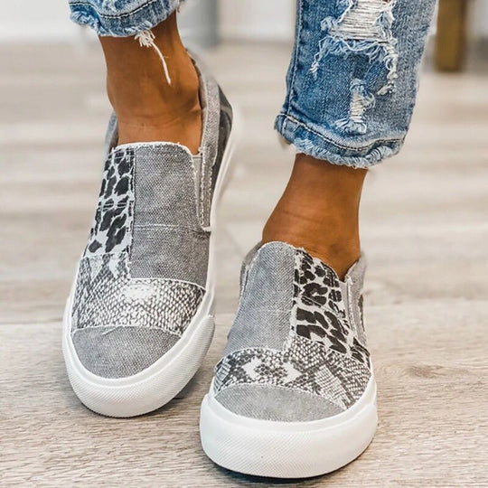 Damen modische Slip-On Sneakers mit unterschiedlichen Tiermustern R&B