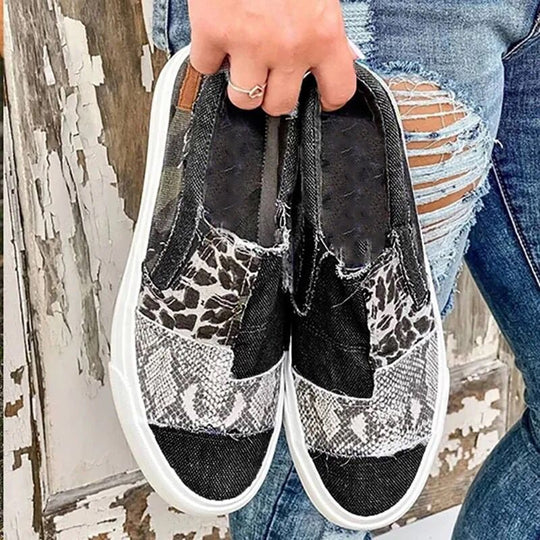Damen modische Slip-On Sneakers mit unterschiedlichen Tiermustern R&B