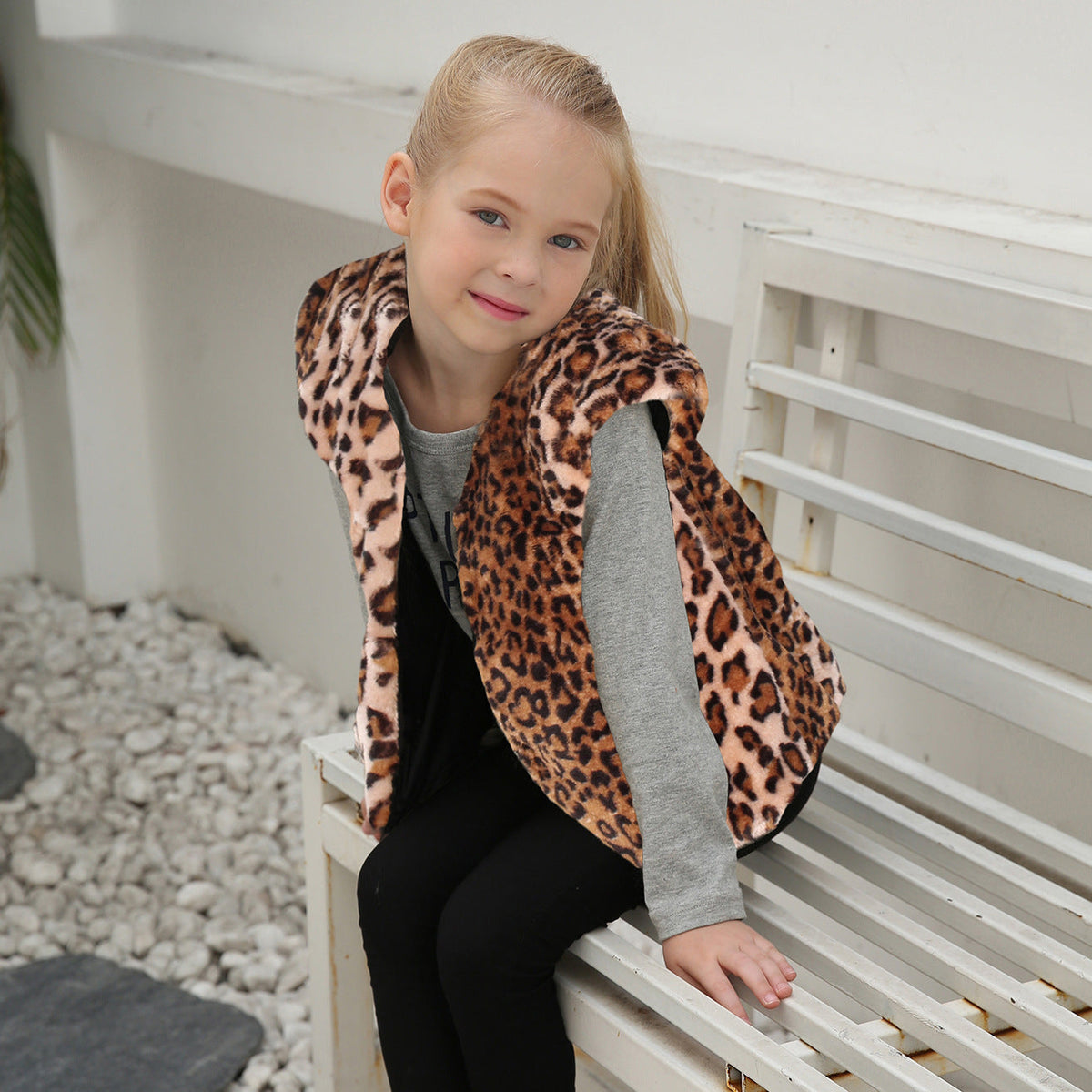 Damen Modischer Leopardenfell-Weste R&B