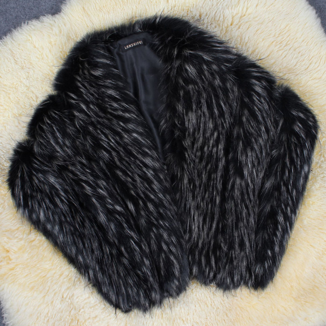 Damen Eleganter Kunstpelz-Cape R&B