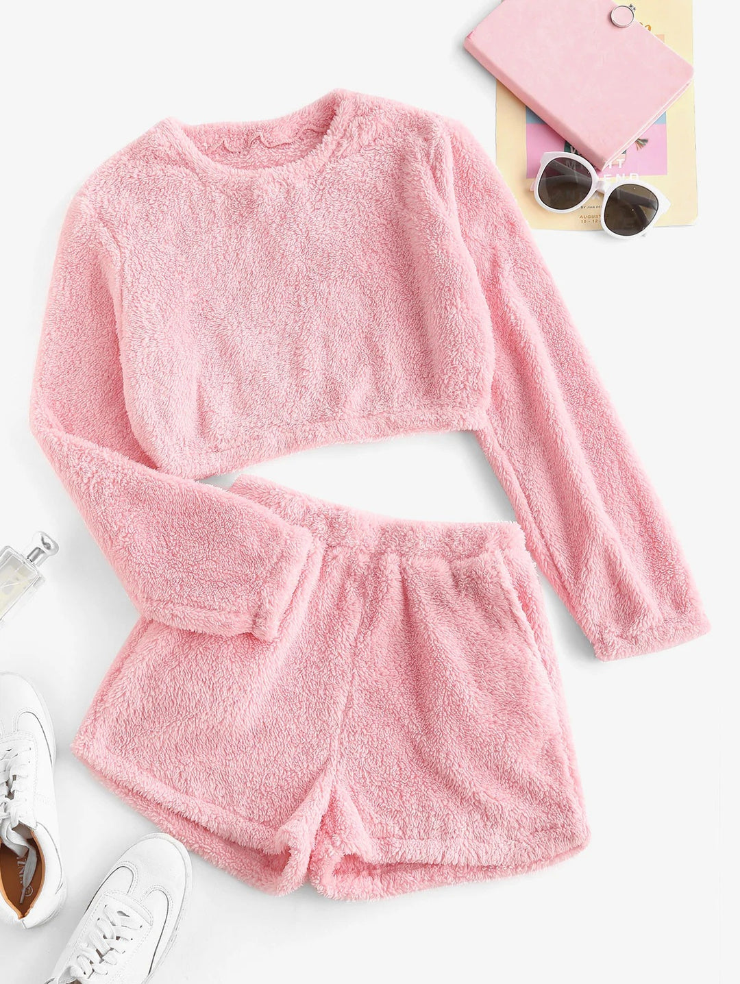 Damen Kuschelige Plüsch-Pyjama-Set R&B