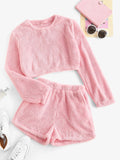 Damen Kuschelige Plüsch-Pyjama-Set R&B