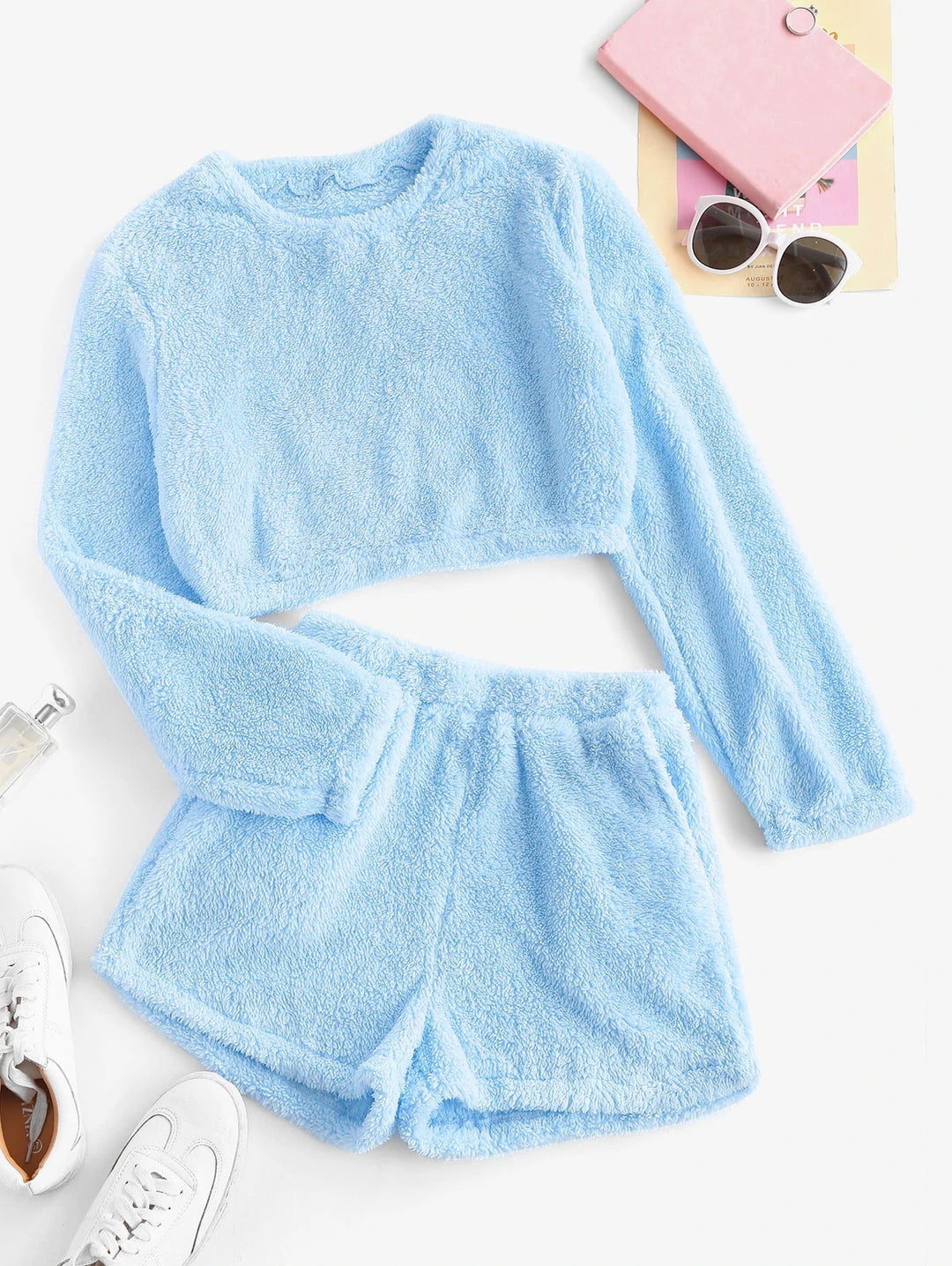 Damen Kuschelige Plüsch-Pyjama-Set R&B