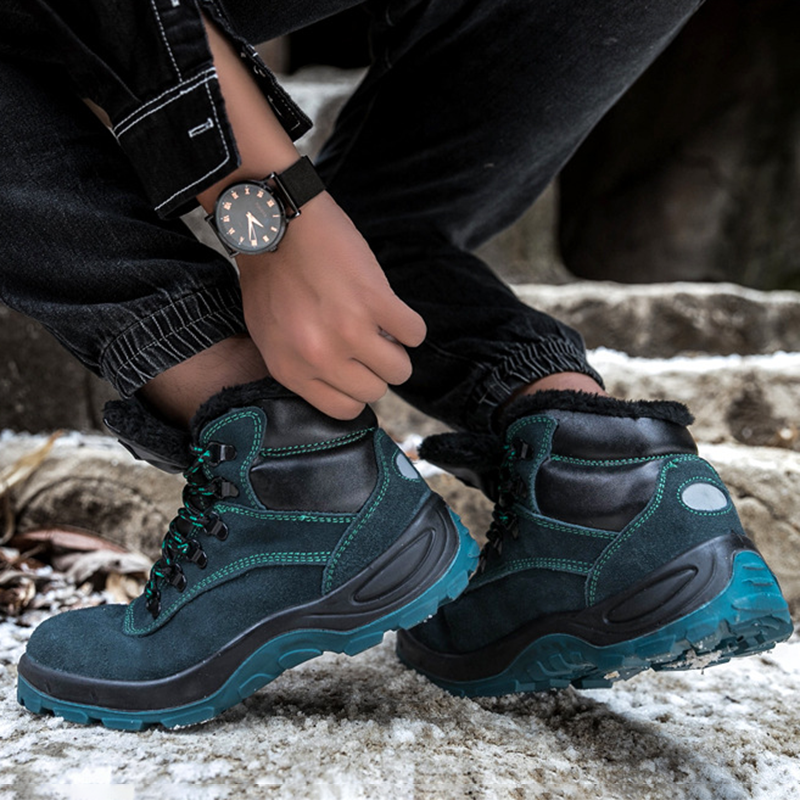 Wasserdicht Arbeitsschuhe Stahlkappe Schutzschuhe Warm Gefüttert Sicherheitsstiefel R&B