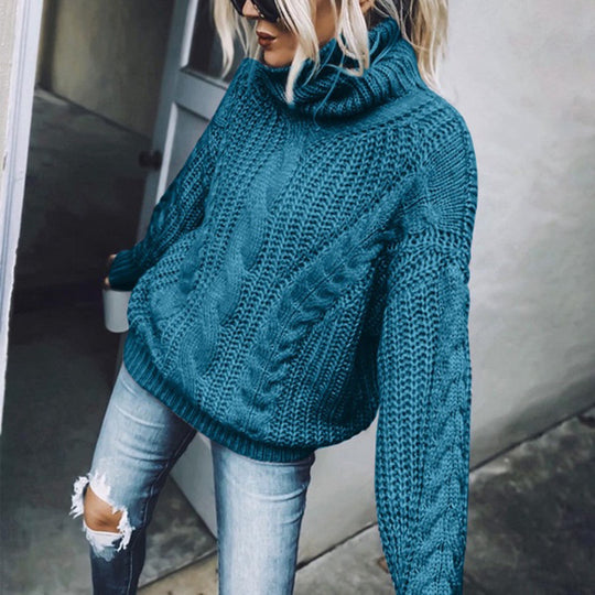 Damen Strickpullover mit hohem Kragen R&B
