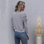 Damen Strickjacke mit dekorativen Knopfdetails und voluminösen Ärmeln R&B