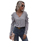 Damen Strickjacke mit dekorativen Knopfdetails und voluminösen Ärmeln R&B