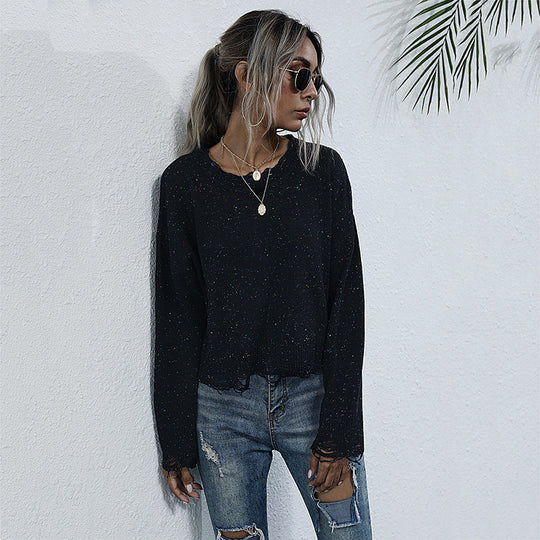 Damen lässiges Sweatshirt mit funkelnden Akzenten und modischem Schnitt R&B