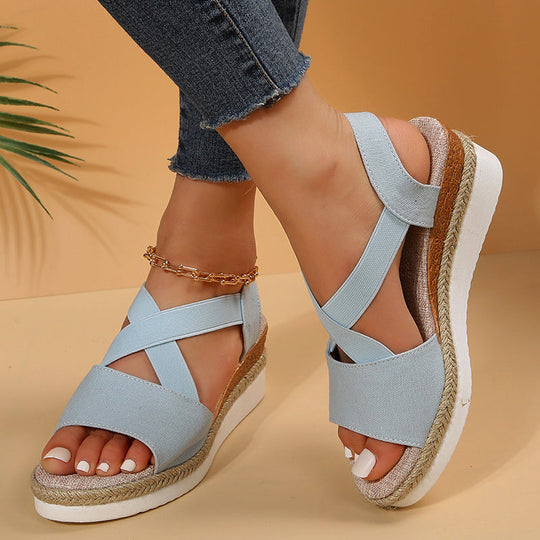 R&B | Keilsandalen Kreuzriemen Plateau Gladiator