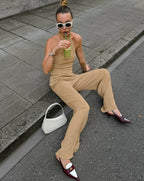 R&B | Halsoberteil Hose mit weitem Bein zweiteiliges Set