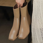R&B | Stiefel mit Quadratischer Zehenpartie und Elastischen Stricksocken
