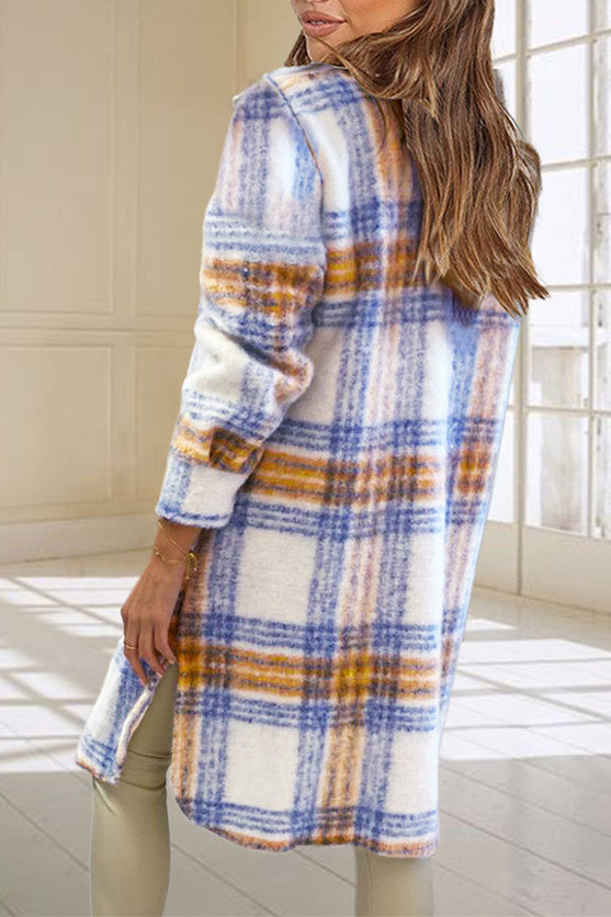 R&B | Karierte Tweed Lange Mantel