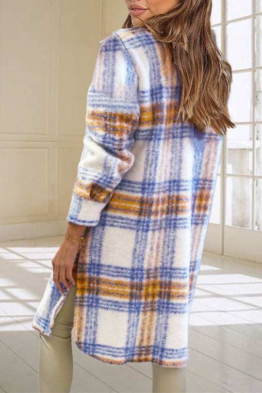 R&B | Karierte Tweed Lange Mantel