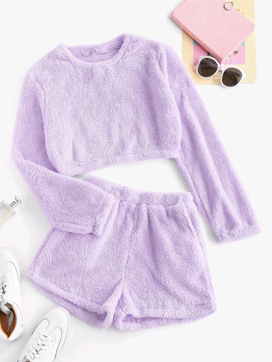 Damen Kuschelige Plüsch-Pyjama-Set R&B