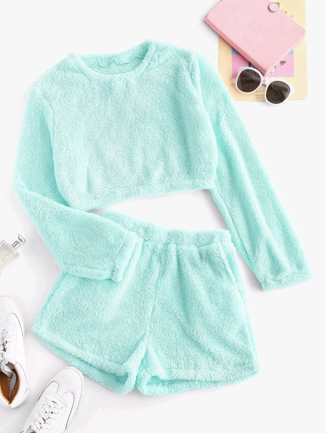Damen Kuschelige Plüsch-Pyjama-Set R&B