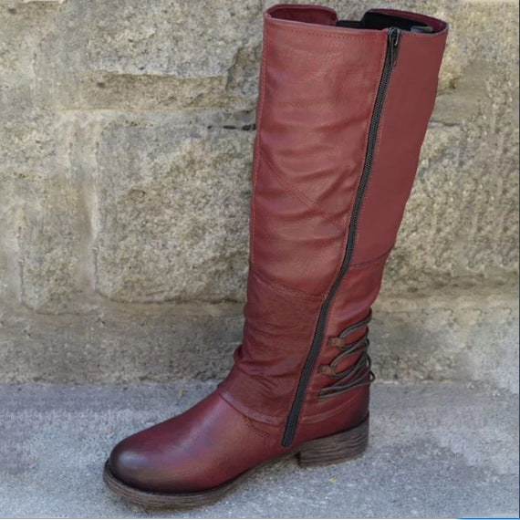 Damen Overknee Stiefel mit modischem Riemendesign und komfortablem Blockabsatz R&B