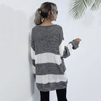 Damen lässiger Strickpullover mit modischem Streifenmuster und komfortablem Schnitt