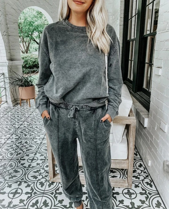 Damen lässiges Sportanzug-Set aus weichem Fleece R&B