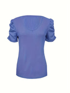 R&B | Elegantes Geripptes V-Ausschnitt T-Shirt für Damen
