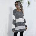 Damen lässiger Strickpullover mit modischem Streifenmuster und komfortablem Schnitt
