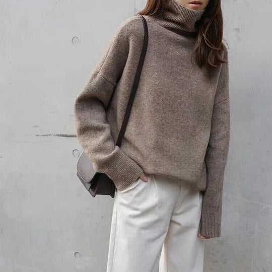 Damen Oversized Rollkragenpullover aus weichem Material R&B
