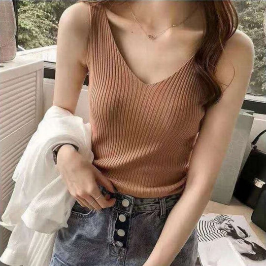 Damen Ripp V-Ausschnitt Tanktop R&B