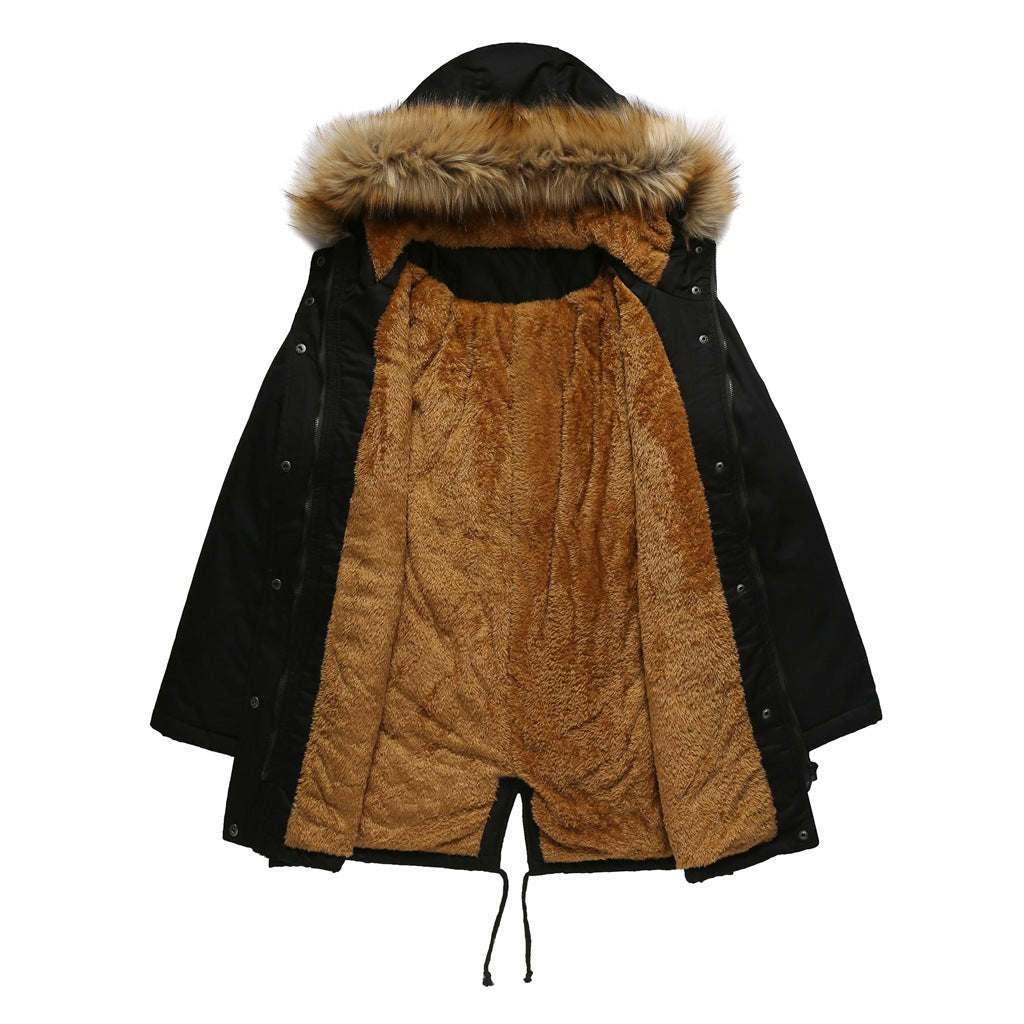 Damen warme Outdoor-Parka mit abnehmbarer Kapuze und luxuriösem Kunstfell R&B