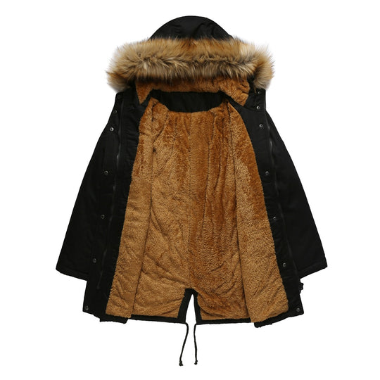 Damen warme Outdoor-Parka mit abnehmbarer Kapuze und luxuriösem Kunstfell R&B