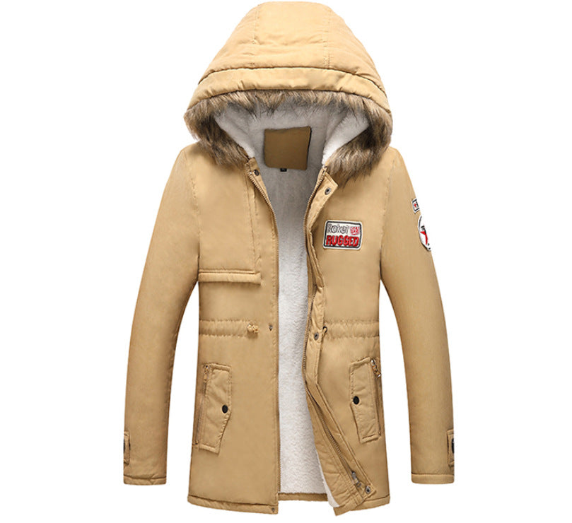 Herren modische Winterjacke mit Kunstfellkragen und praktischen Taschen R&B
