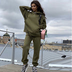 Damen lässiges Set mit Kapuzensweatshirt und bequemen Jogginghosen R&B