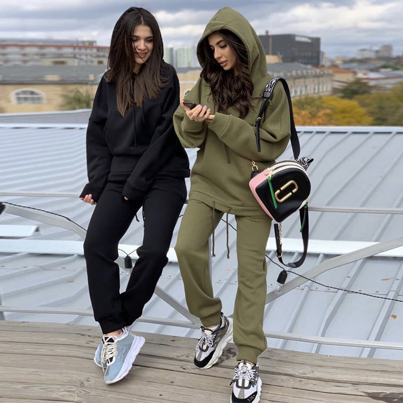 Damen lässiges Set mit Kapuzensweatshirt und bequemen Jogginghosen R&B