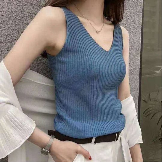 Damen Ripp V-Ausschnitt Tanktop R&B