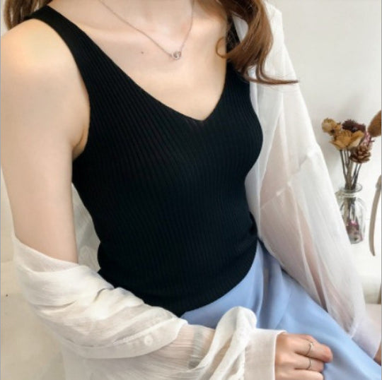 Damen Ripp V-Ausschnitt Tanktop R&B