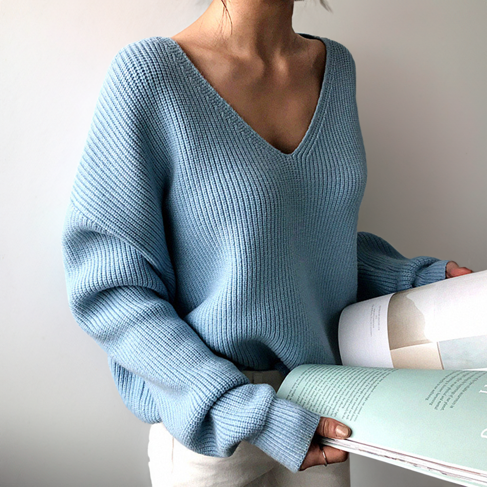 Bequeme V-Ausschnitt Pullover