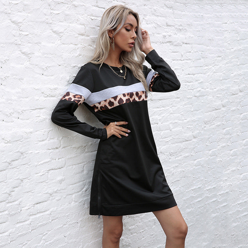 Damen lässiges Sweatkleid mit modernen Tierprint-Details R&B