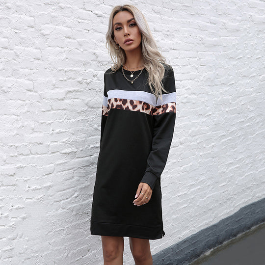 Damen lässiges Sweatkleid mit modernen Tierprint-Details R&B