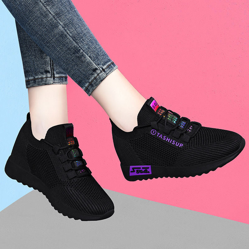 Damen Hochschnitt Sneakers mit atmungsaktiver Mesh-Oberfläche und komfortabler Wedge-Sohle R&B