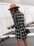 Damen gestreifter Blazer mit schmalem Schnitt und Schulterpolstern R&B