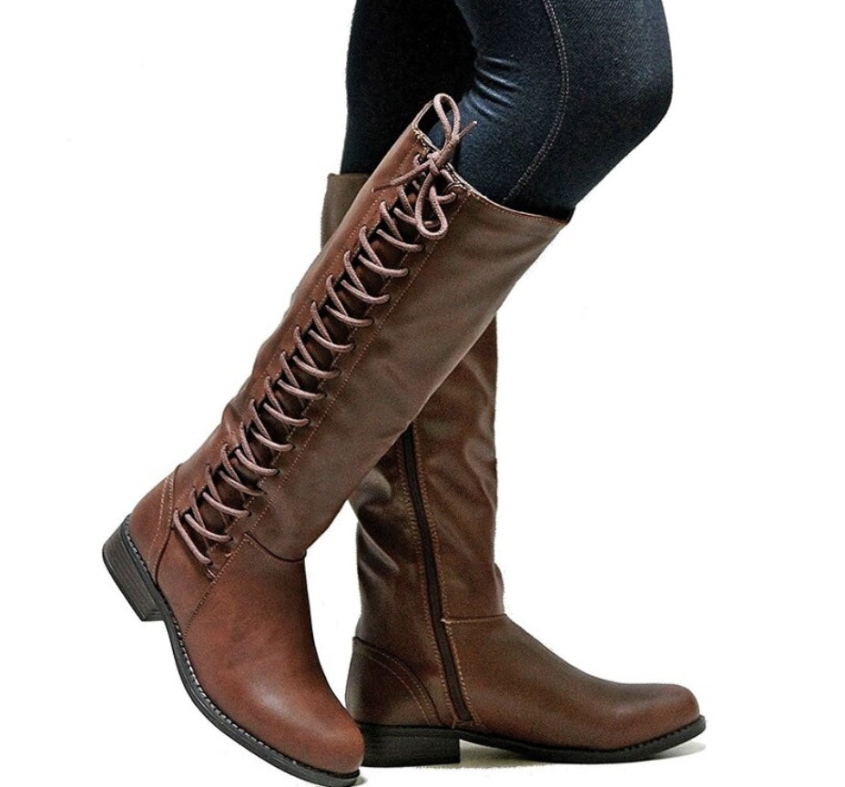 Elegante Hohe Damenstiefel mit Schnürdetails R&B