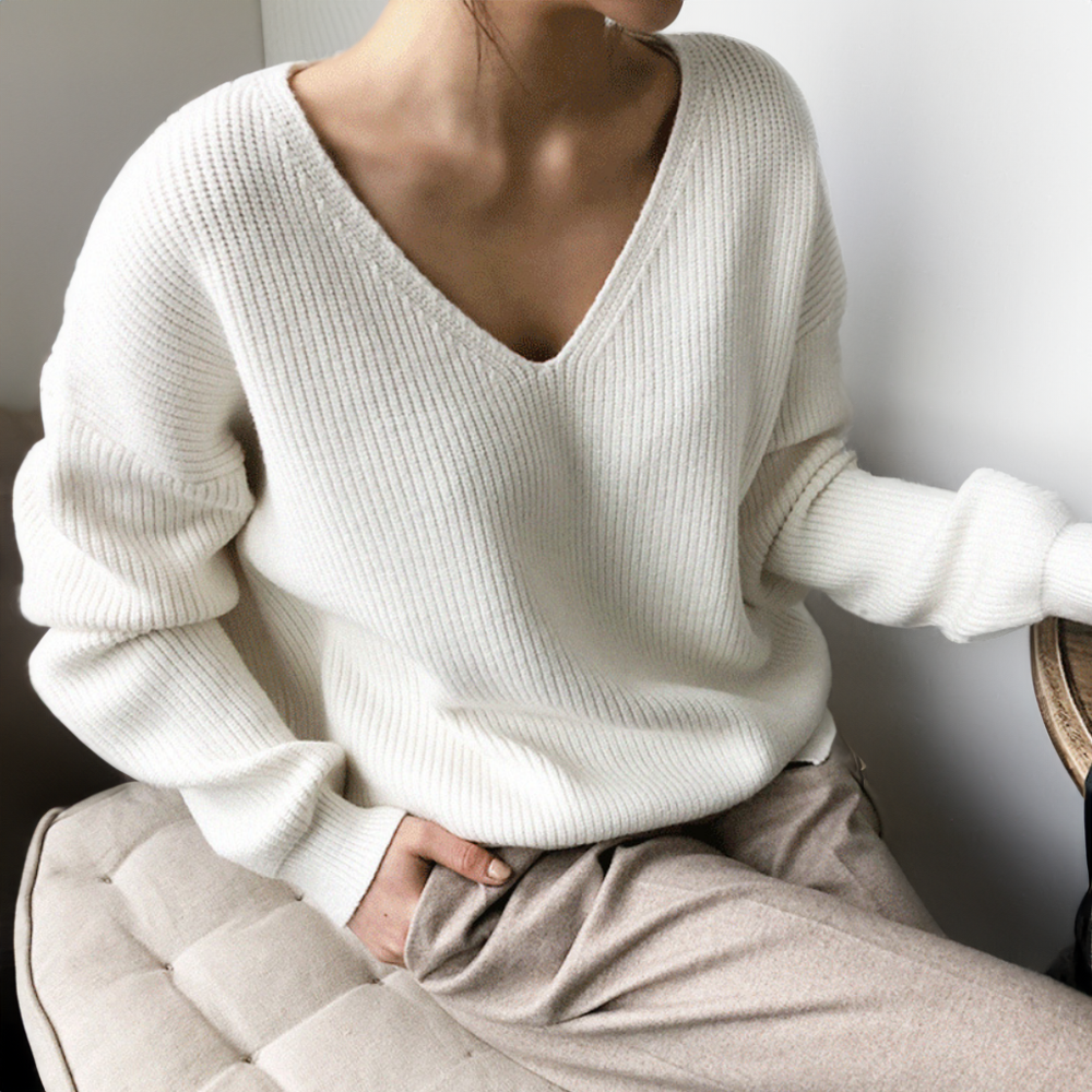 Bequeme V-Ausschnitt Pullover