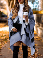 Damen modischer Überwurf mit geometrischem Muster und asymmetrischem Schnitt R&B