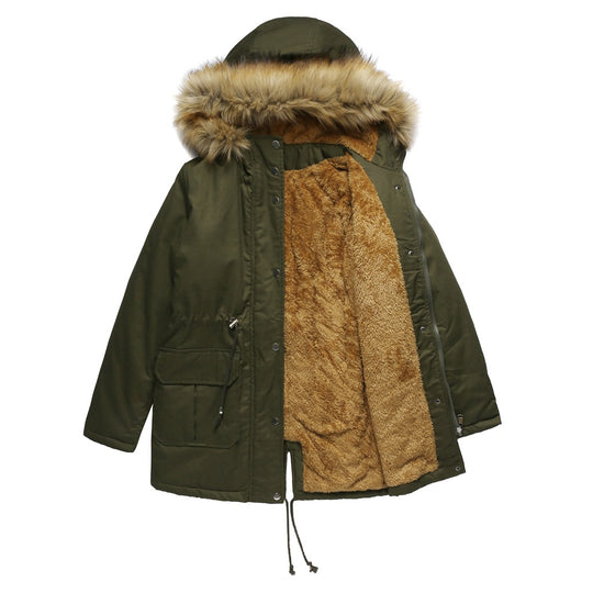 Damen warme Outdoor-Parka mit abnehmbarer Kapuze und luxuriösem Kunstfell R&B