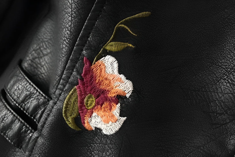 R&B | Lederjacke mit Stickerei