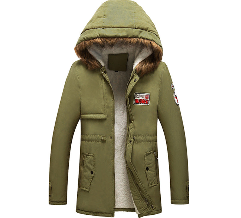 Herren modische Winterjacke mit Kunstfellkragen und praktischen Taschen R&B